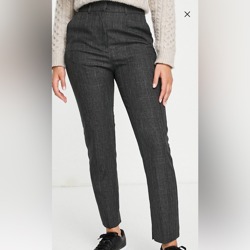 ASOS DESIGN Hourglass slim skim cigarette pants in gray plaid